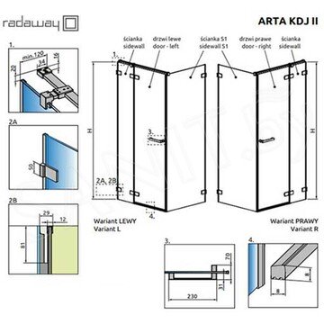 Фронтальная стенка Radaway Arta KDJ II front Wall 227