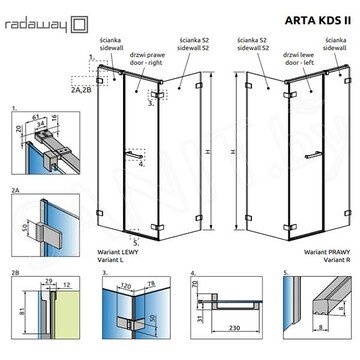 Душевой уголок Radaway Arta KDS II 52.8+41.5 + S2