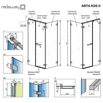 Душевой уголок Radaway Arta KDS II 52.8+61.5 + S2