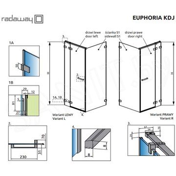 Душевой уголок Radaway Euphoria KDJ 61.2+24.3 + S1