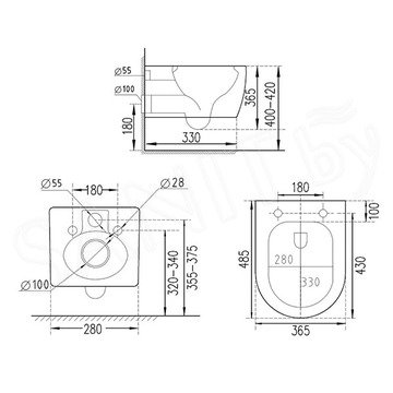 Комплект инсталляции TECEbase kit c кнопкой 9240407 и унитазом Roxen Antares 530185-01 Rimless Soft Close