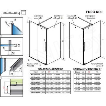 Душевой уголок Radaway Furo KDJ Black 72.2+68 + S1