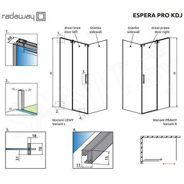 Душевой уголок Radaway Espera Pro KDJ 73.5+64 + S1