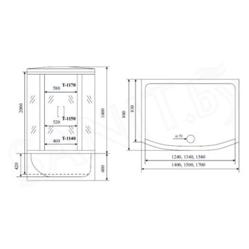 Душевая кабина Timo Comfort T-8850 Fabric Glass