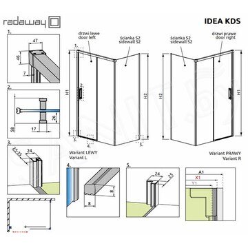 Душевой уголок Radaway Idea KDJ+S 120 + S1+ S2