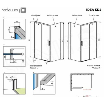 Душевой уголок Radaway Idea KDJ Black 150 + S1