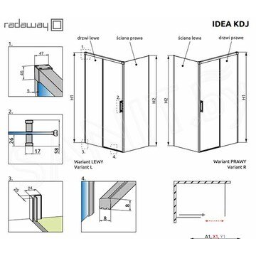 Душевой уголок Radaway Idea KDJ Gold 130 + S1