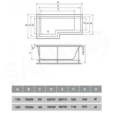 Акриловая ванна Vayer Options