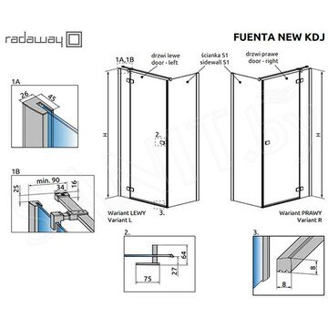 Душевой уголок Radaway Fuenta New KDJ 90 + S1