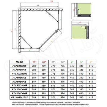 Душевой уголок Radaway Essenza Pro PTJ Black