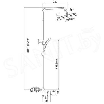 Душевая стойка Gappo G2403-58 с термостатом