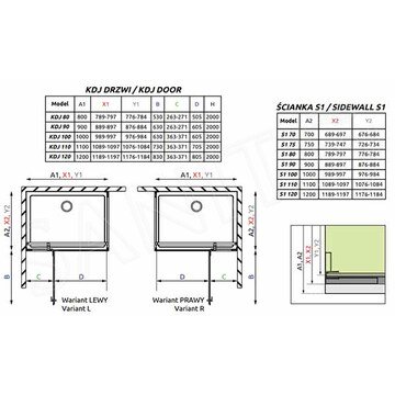 Душевой уголок Radaway Essenza Pro KDJ 90 + S1