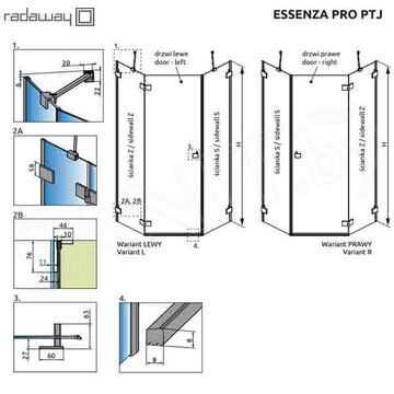 Душевой уголок Radaway Essenza Pro PTJ Gold