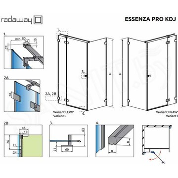 Душевой уголок Radaway Essenza Pro KDJ Gold 80 + S1