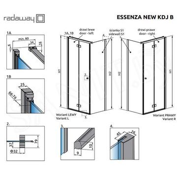 Душевой уголок Radaway Essenza New KDJ-B 90 + S1