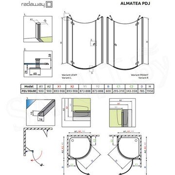 Душевой уголок Radaway Almatea PDJ Graphite