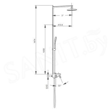 Душевая стойка Gappo G2495-3 с термостатом