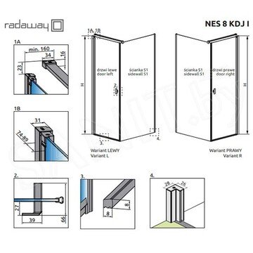 Душевой уголок Radaway Nes 8 KDJ I 90 + S1