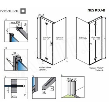 Душевой уголок Radaway Nes KDJ B 90 + S1
