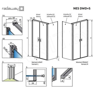 Душевой уголок Radaway Nes DWD+S 100 + S2