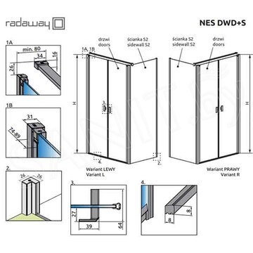 Душевой уголок Radaway Nes DWD+S 110 + S2