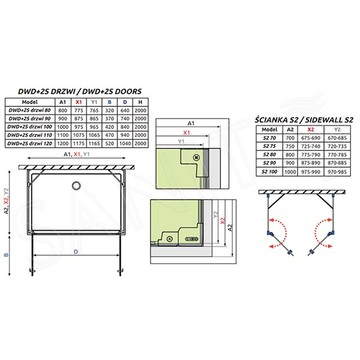 Душевой уголок Radaway Nes DWD+2S 90 + S2 + S2