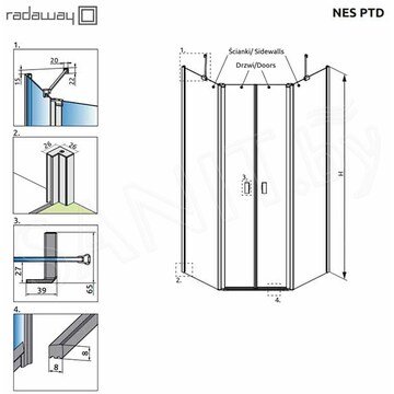 Душевой уголок Radaway Nes PTD Black