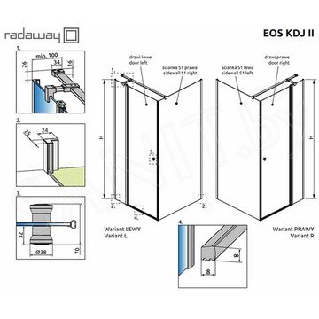Душевой уголок Radaway Eos KDJ II 90 + S1