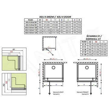 Душевой уголок Radaway Eos KDJ II 100 + S1