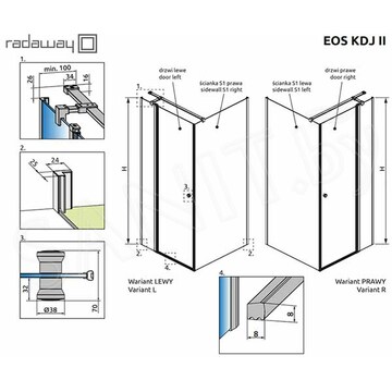 Душевой уголок Radaway Eos KDJ II 100 + S1