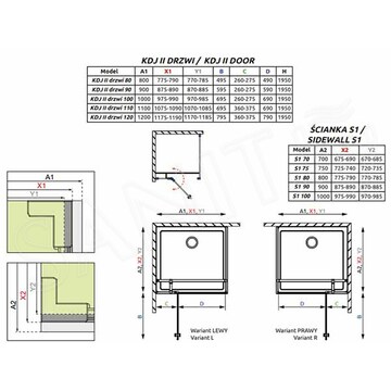 Душевой уголок Radaway Eos KDJ II 110 + S1