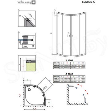 Душевой уголок Radaway Classic A 1700 Graphite