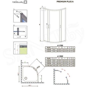 Душевой уголок Radaway Premium Plus A 1700 Graphite