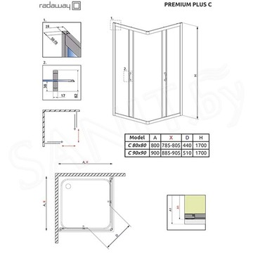 Душевой уголок Radaway Premium Plus C 1700 Fabric