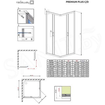 Душевой уголок Radaway Premium Plus C 1900 Brown