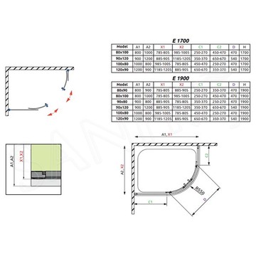 Душевой уголок Radaway Premium Plus E 1700 Brown