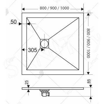 Душевой поддон RGW ST-Be квадратный