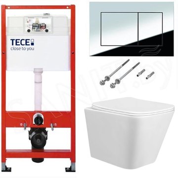 Система инсталляции для унитаза TECEbase kit 9400401S (9400412) c кнопкой и унитазом Taliente Coretto CR25200