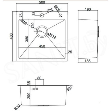 Кухонная мойка Avina Zepein ZP5048 PVD (графит) с коландером и дозатором