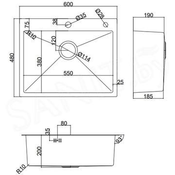 Кухонная мойка Avina Zepein ZP6048 PVD (графит)