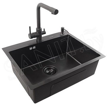 Кухонная мойка Avina Zepein ZP6048 PVD (графит) с коландером и дозатором