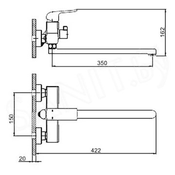 Смеситель для ванны Gappo G2250-8