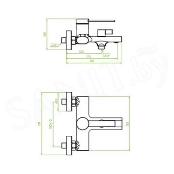 Смеситель для ванны Laveo Pinar BAW_010D