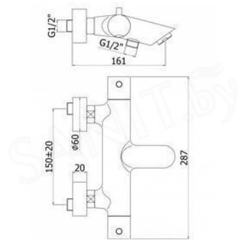 Смеситель для ванны Paffoni Light LIQ022CR термостатический