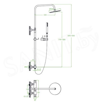 Душевая стойка Laveo Pretto PLP_10TD с термостатом