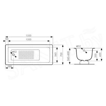 Чугунная ванна Kaiser КВ-1603 / КВ-1605 / КВ-1606