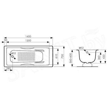 Чугунная ванна Kaiser КВ-1701 / КВ-1704 / КВ-1706