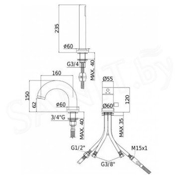 Смеситель на борт ванны Paffoni Light LIG047HG на 3 отверстия