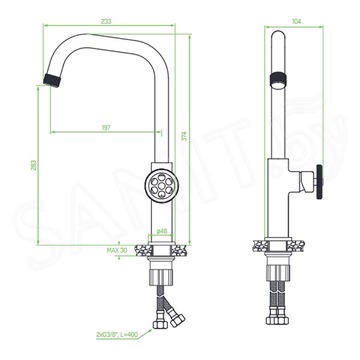 Смеситель для кухонной мойки Laveo Muro BAU_965D