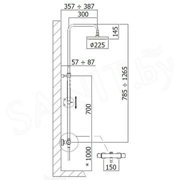 Душевая стойка Paffoni Mini Birillo ZCOL638LIQNO термостатическая